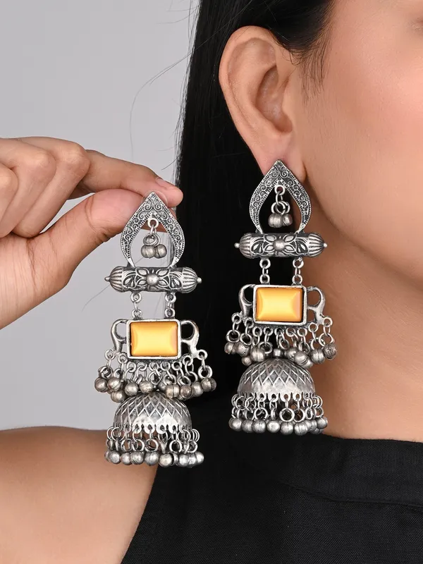 Silver_oxydised_lightweight_long_Jhumka