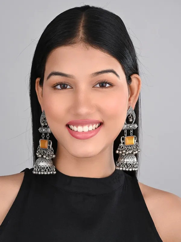 Silver_Oxydised_Lightweight_Long_Jhumka