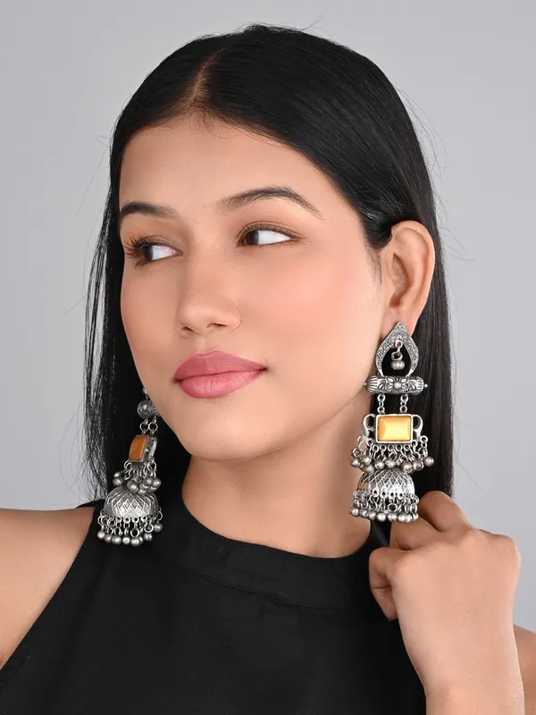 Silver_Oxydised_Lightweight_Long_Jhumka