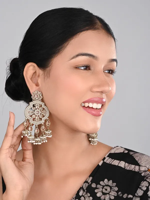 Gold_Plated_Kundan_Chandbali_With_Small_Jhumka_Hangings