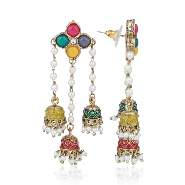 Kundan_Pearl_Tassel_Statement_Earrings