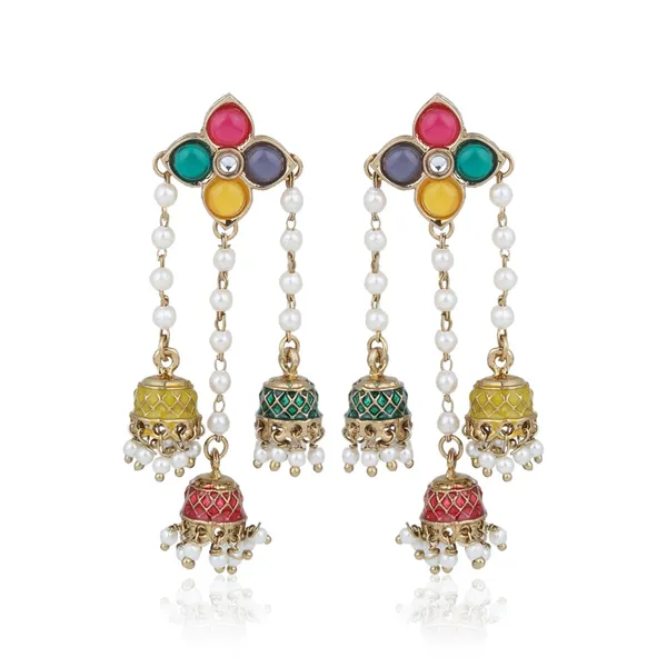 Kundan_Pearl_Tassel_Statement_Earrings
