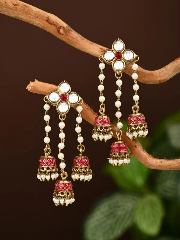 Kundan_Pearl_Tassel_Statement_Earrings