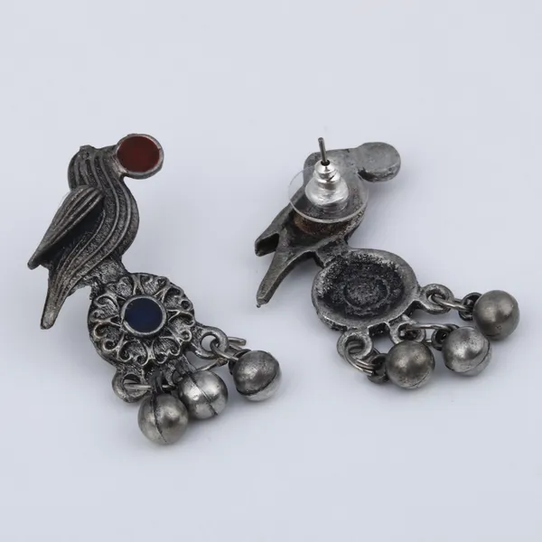 Silver_Oxidised_Finish_Meenakari_Jewellery_Set