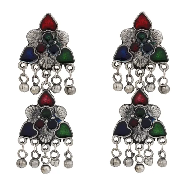 Silver_Oxidised_Finish_Meenakari_Necklace_Set