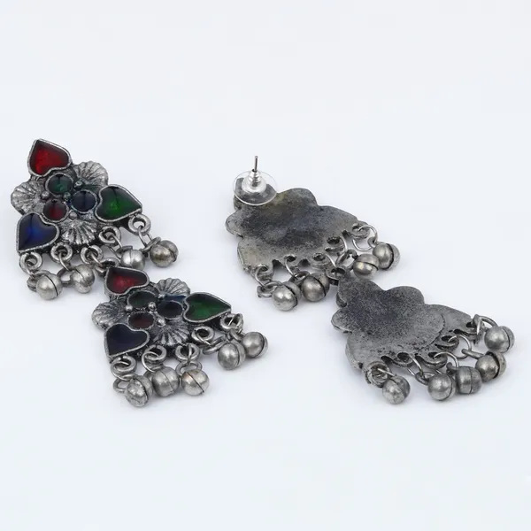Silver_Oxidised_Finish_Meenakari_Necklace_Set