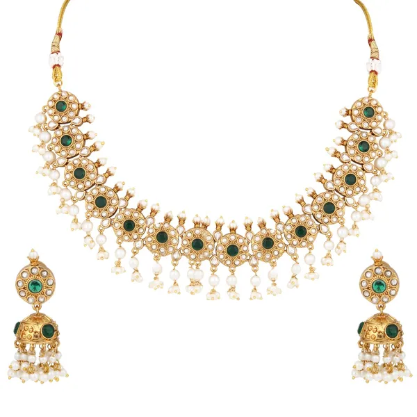 Gold_Plated_Kemp_Stone_Necklace_Set_With_Jhumka_Earrings
