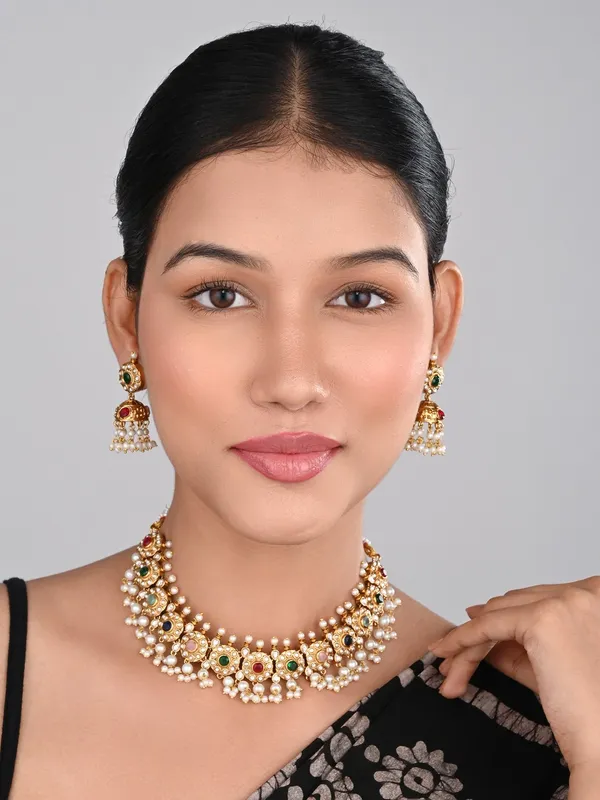 Gold-Plated_Kemp_Stone_Necklace_Set_with_Jhumka_Earrings