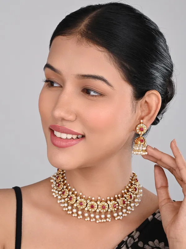 Gold-Plated_Kemp_Stone_Necklace_Set_with_Jhumka_Earrings