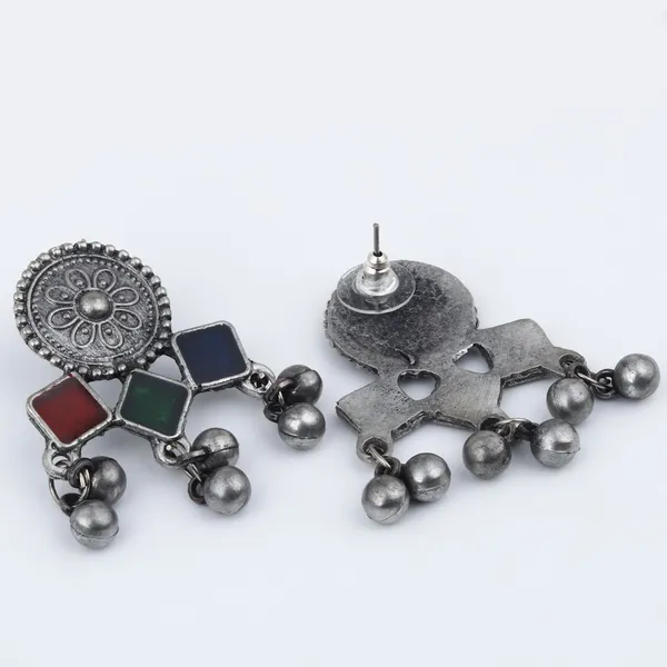 Silver_Oxidised_Finish_Meenakari_Jewellery_Set