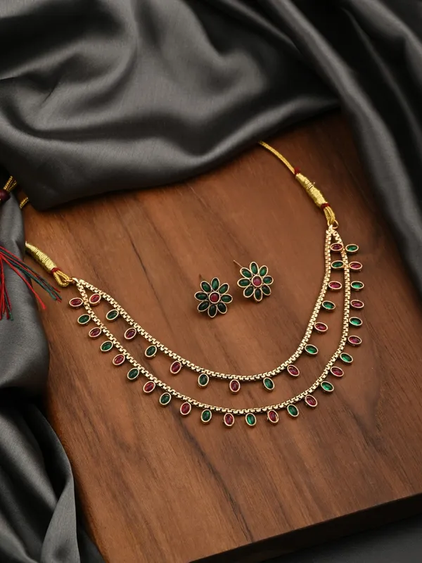 Gold_Plated_Delicate_double_layered_Necklace_Set