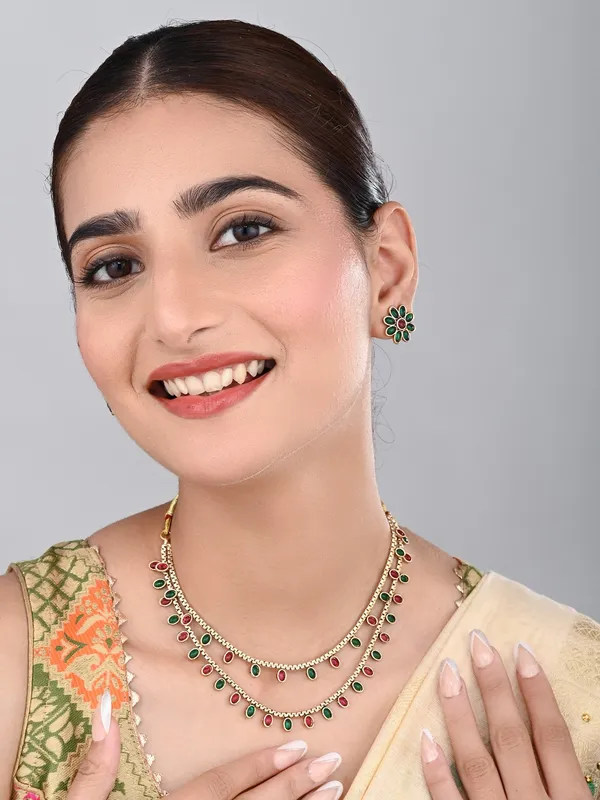 Gold_Plated_Delicate_double_layered_Necklace_Set