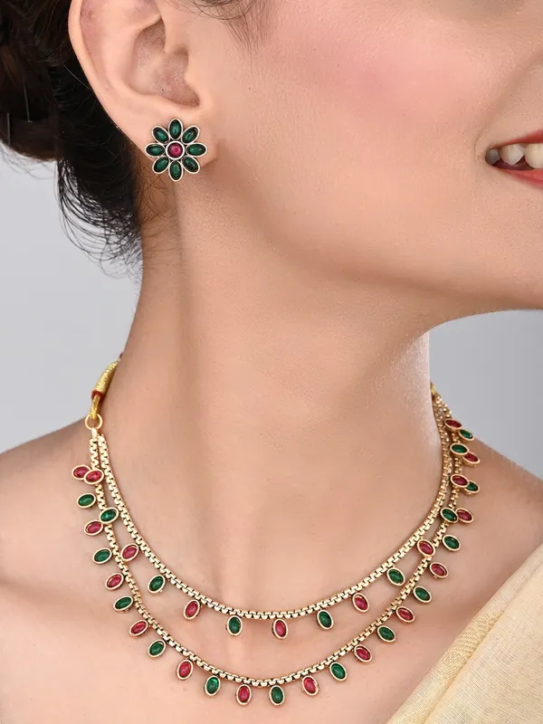 Gold_Plated_Delicate_double_layered_Necklace_Set