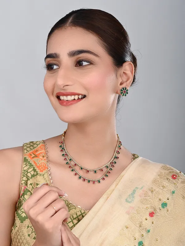 Gold_Plated_Delicate_Double_Layered_Necklace_Set