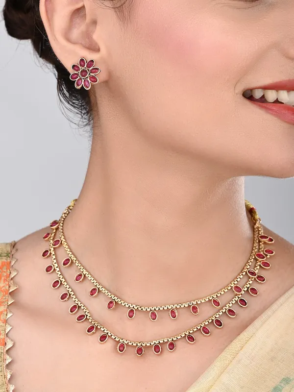 Gold_Plated_Delicate_Double_Layered_Necklace_Set