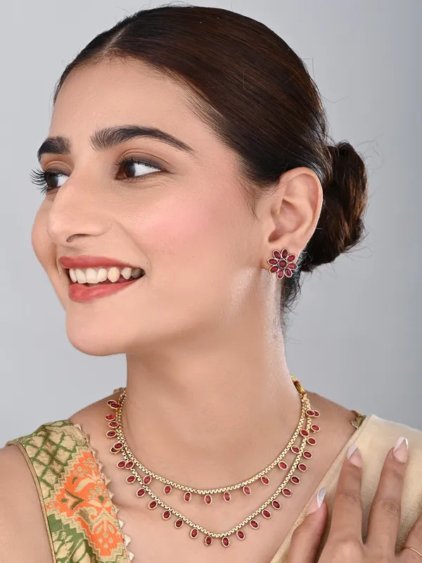 Gold_Plated_Delicate_Double_Layered_Necklace_Set