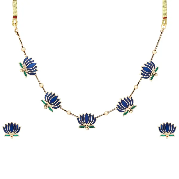 Gold_Plated_Delicate_Lotus_Necklace_Set