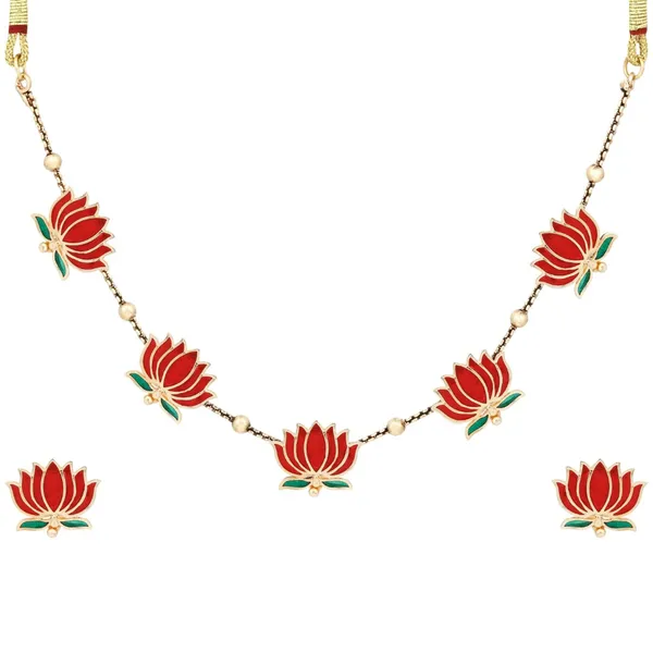 Gold_Plated_Delicate_Lotus_Necklace_Set