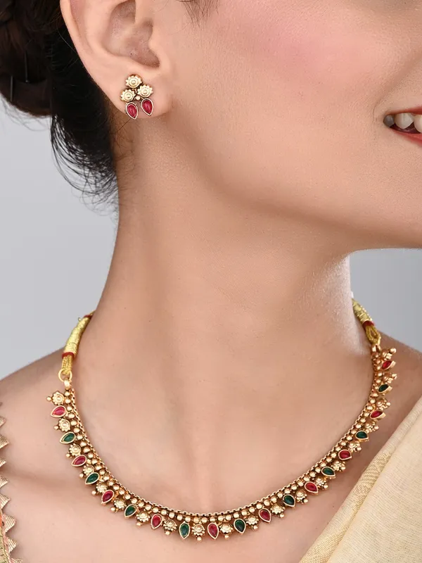 Gold_Plated_Multi_coloured_stone_Necklace_set