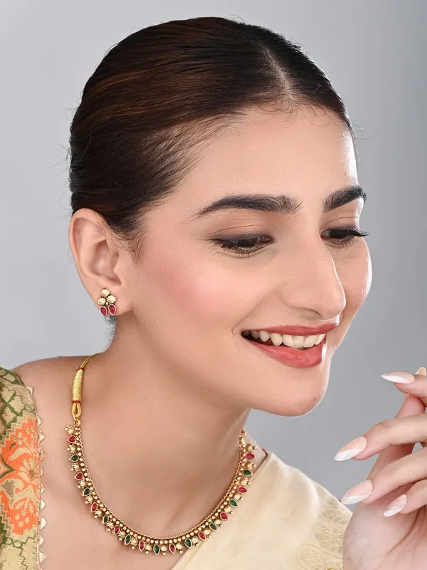 Gold_Plated_Multi_coloured_stone_Necklace_set