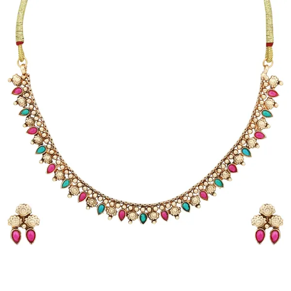 Gold_Plated_Multi_coloured_stone_Necklace_set