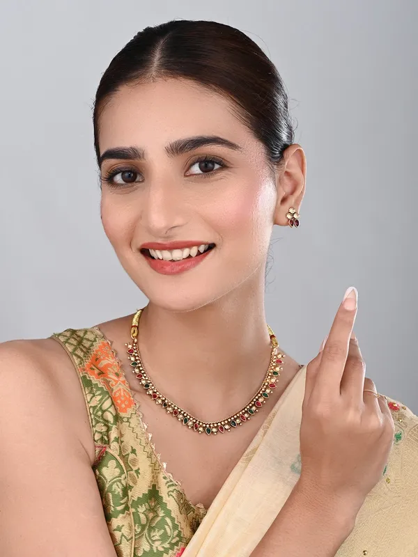 Gold_Plated_Multi_coloured_stone_Necklace_set