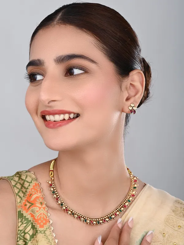 Gold_Plated_Multi_coloured_stone_Necklace_set