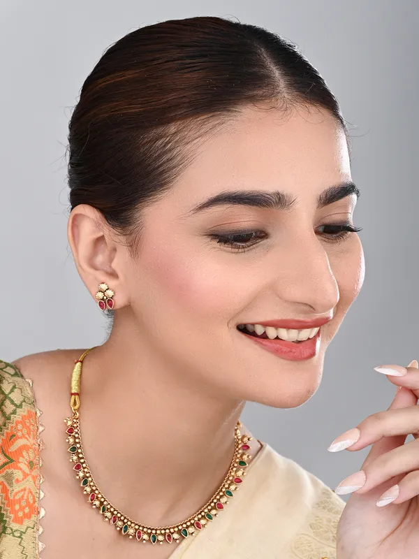 Gold_Plated_Multi_coloured_stone_Necklace_set