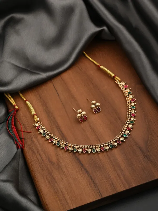 Gold_Plated_Multi_coloured_stone_Necklace_set