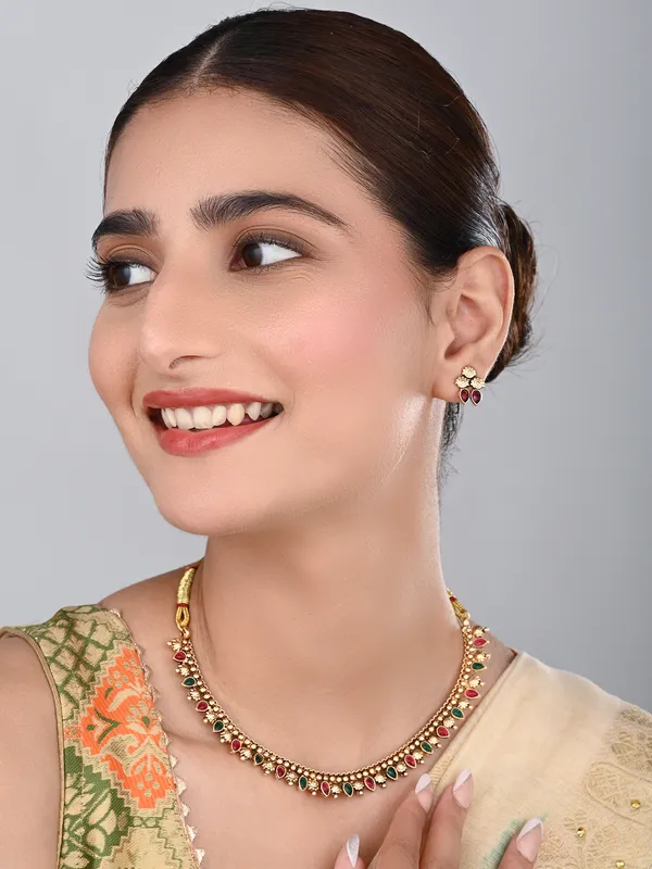 Gold_Plated_Multi_coloured_stone_Necklace_set