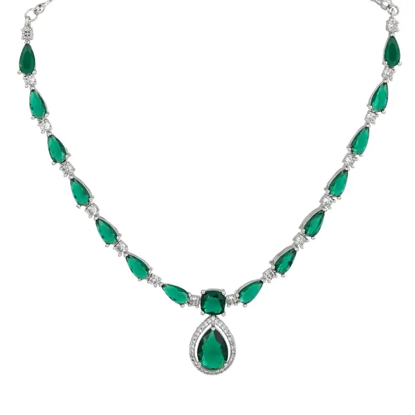 Rhodium_plated_Tear_drop_Necklace_set