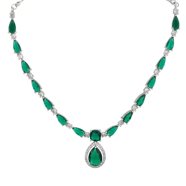 Rhodium_plated_Tear_drop_Necklace_set