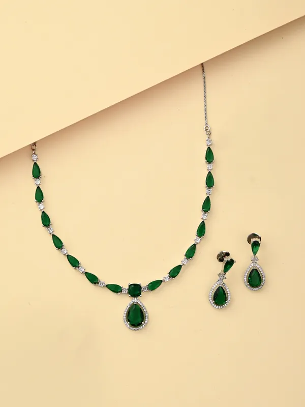 Rhodium_plated_Tear_drop_Necklace_set