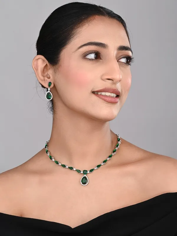 Rhodium_plated_Tear_drop_Necklace_set