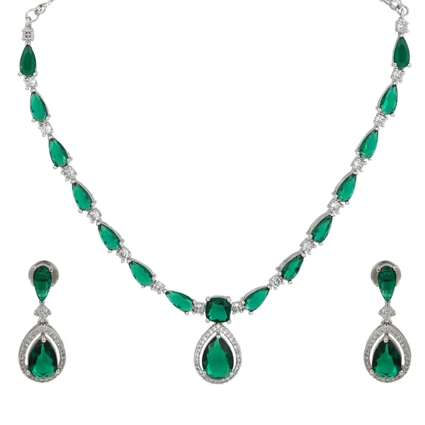 Rhodium_plated_Tear_drop_Necklace_set