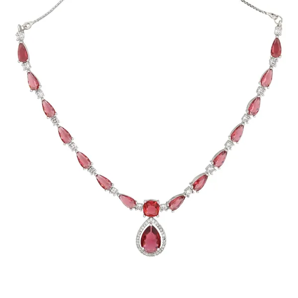 Rhodium_plated_Tear_drop_Necklace_set