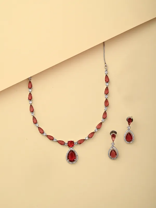 Rhodium_plated_Tear_drop_Necklace_set