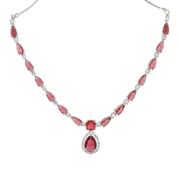 Rhodium_plated_Tear_drop_Necklace_set