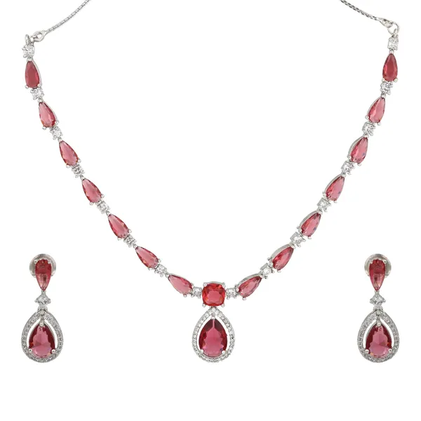 Rhodium_plated_Tear_drop_Necklace_set