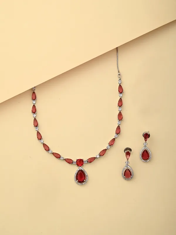 Rhodium_plated_Tear_drop_Necklace_set