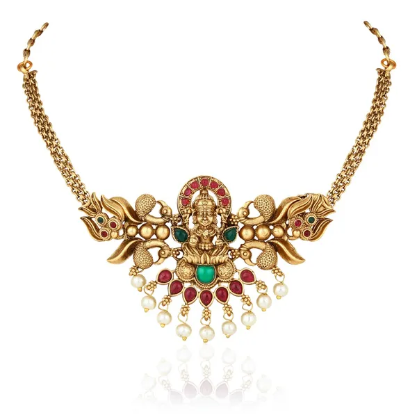 Traditional_Gold_Temple_Jewelry_Necklace_Set_With_Earrings