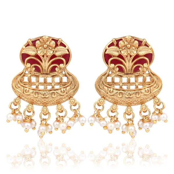 Antique_Gold_Layered_Kundan_Necklace_Set_with_drop_Earrings_Red