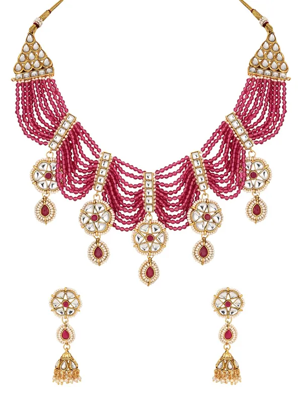 Ruby_Red_Layered_Bead_Necklace_Set