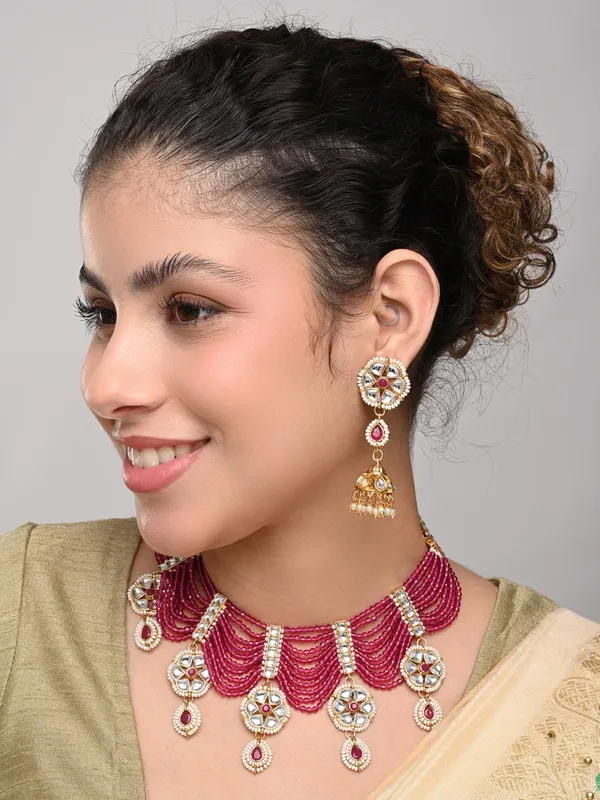 Ruby_Red_Layered_Bead_Necklace_Set