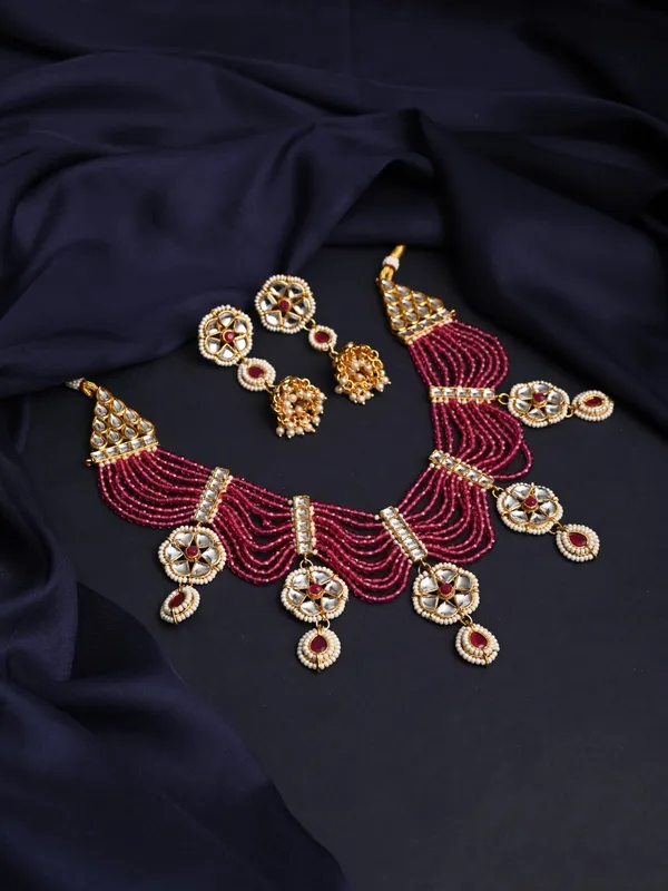 Ruby_Red_Layered_Bead_Necklace_Set
