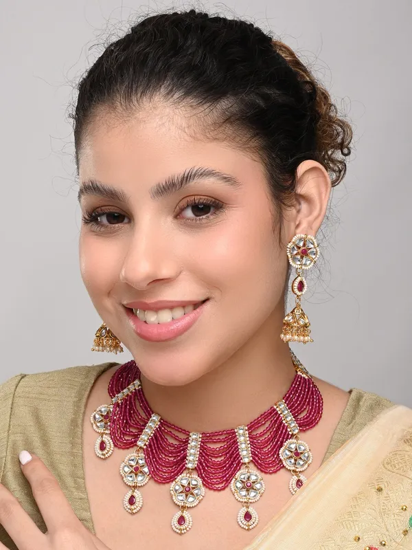 Ruby_Red_Layered_Bead_Necklace_Set