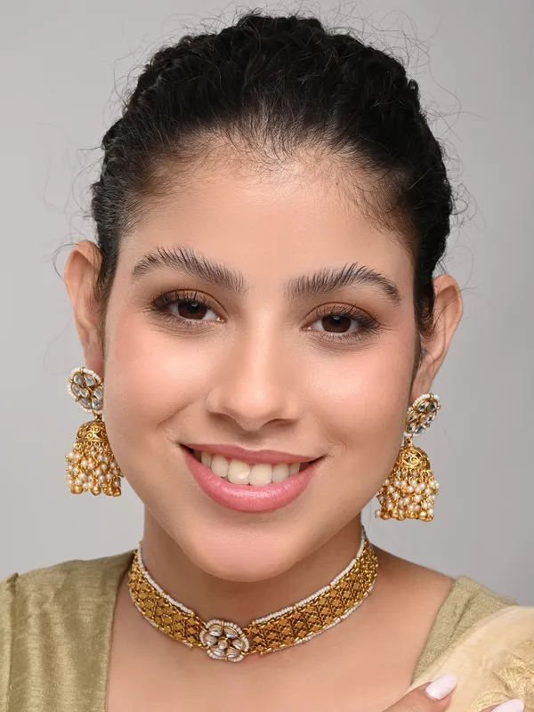Kundan_Choker_Necklace_Set_With_Jhumka_Earrings