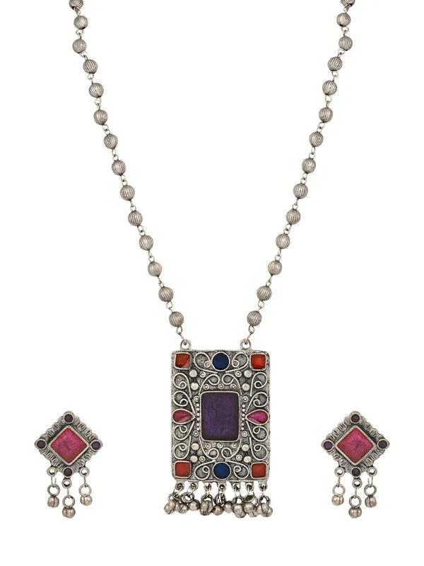 Silver_Oxydised_Finish_Pendant_Necklace_Set
