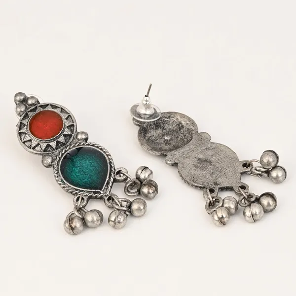 Silver_Oxydised_finish_Crescent_Pendant_necklace_set