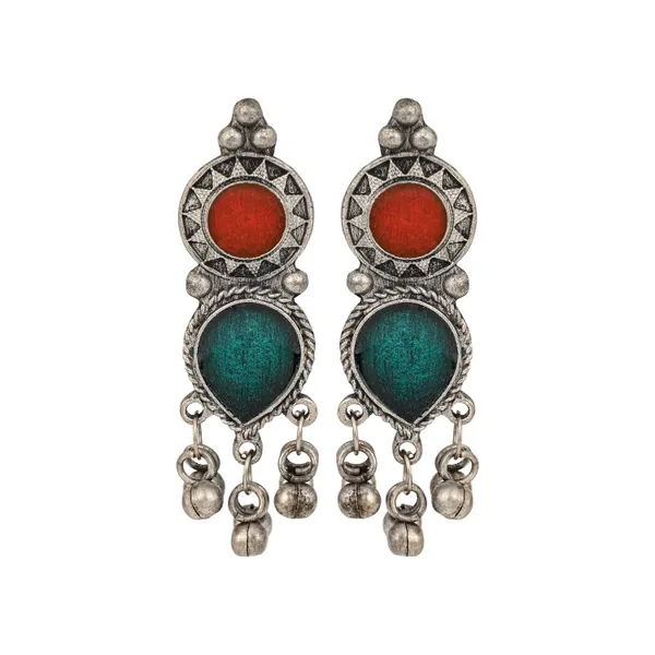 Silver_Oxydised_finish_Crescent_Pendant_necklace_set